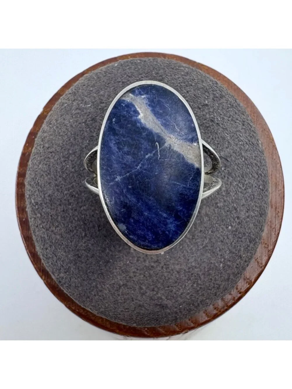 Oval Sodalite Sterling Silver 925 Bezel Set Statement Ring Size 5